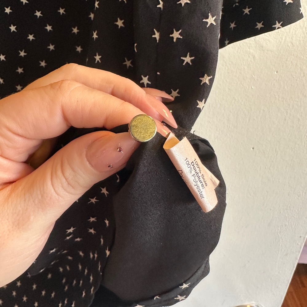 Madewell Black Star Print Long Sleeve Dress - Picture 5 of 7